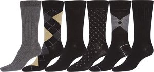 Sakkas Mens Cotton Blend Pattern And Ribbed Dress Socks Value 6-Pack 