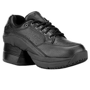 Z-CoiL Pain Relief Footwear Women's Legend Slip Resistant Enclosed Coil Black Leather Tennis Shoe 