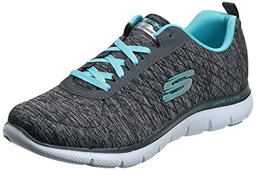 skechers womens flex appeal 20 fashion sneaker black light blue 5 m us