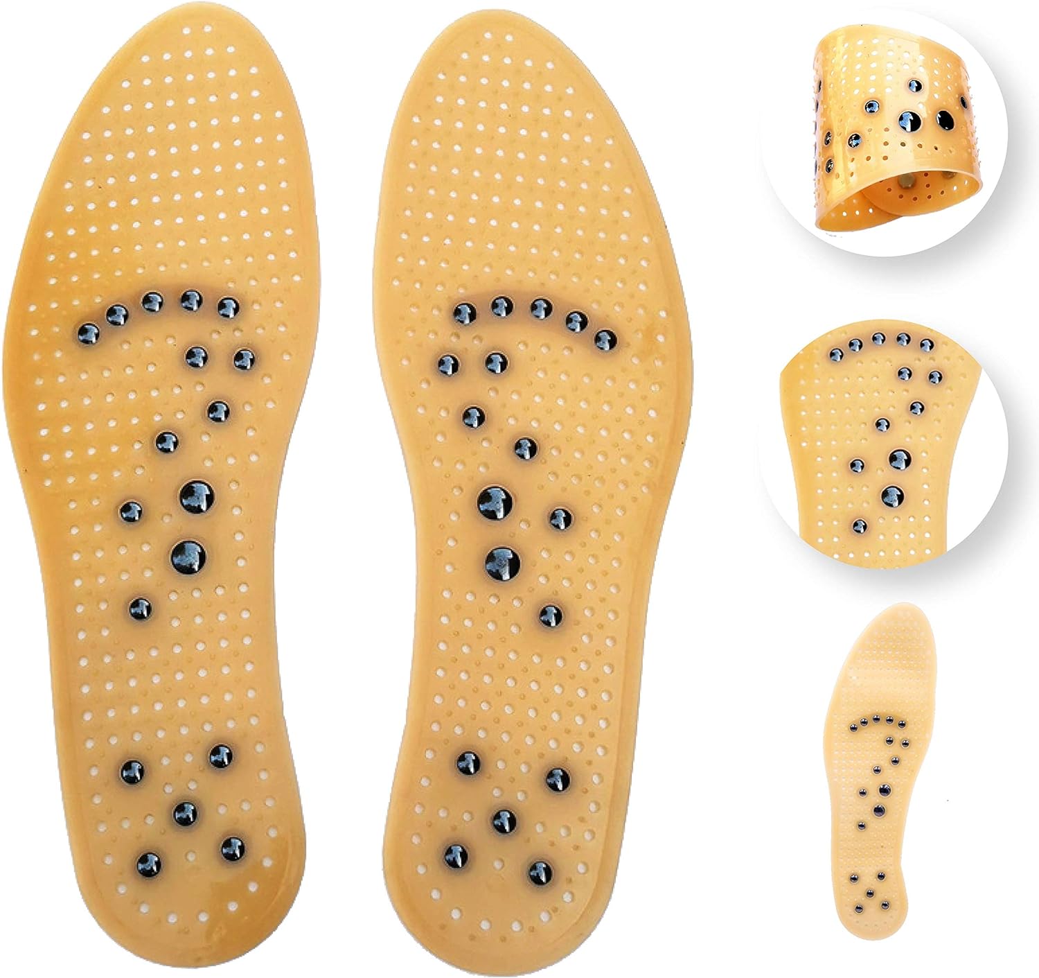 Carespot Gel Acupressure Magnetic Insoles/Inserts for Foot/Feet Therapy, Reflexology Shoe Massaging Insoles for Men  Women