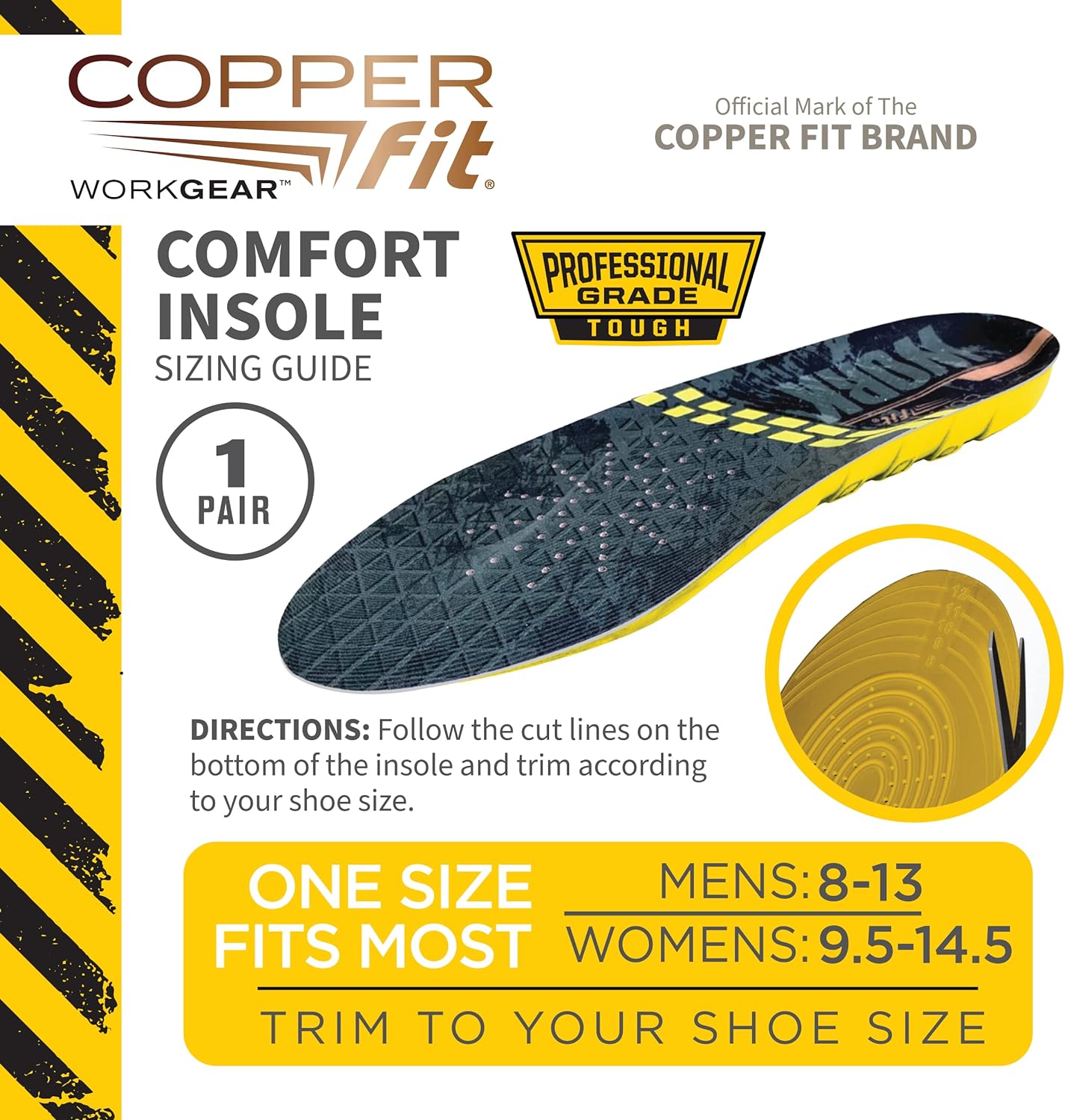 Copper Fit Unisex Work Gear Comfort Insoles Black