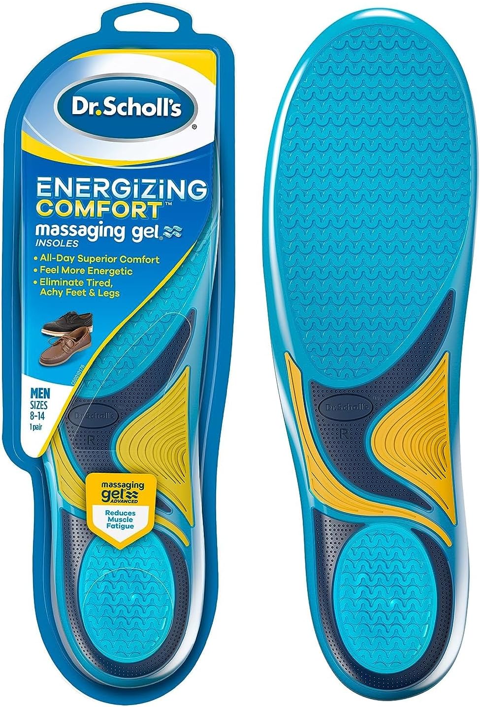 Dr. Scholls Energizing Comfort Everyday Insoles with Massaging Gel®, On Feet All-Day, Shock Absorbing, Arch Support,Trim Inserts to Fit Shoes, Mens Size 8-14, 1 Pair