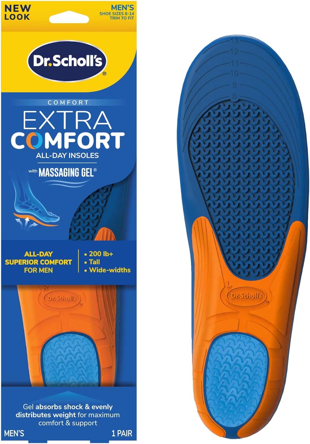 Dr. Scholl’s Extra Support Insoles Superior Shock Absorption and Reinforced Arch Support for Big  Tall Men to Reduce Muscle Fatigue So You Can Stay on Your Feet Longer (for Mens 8-14)