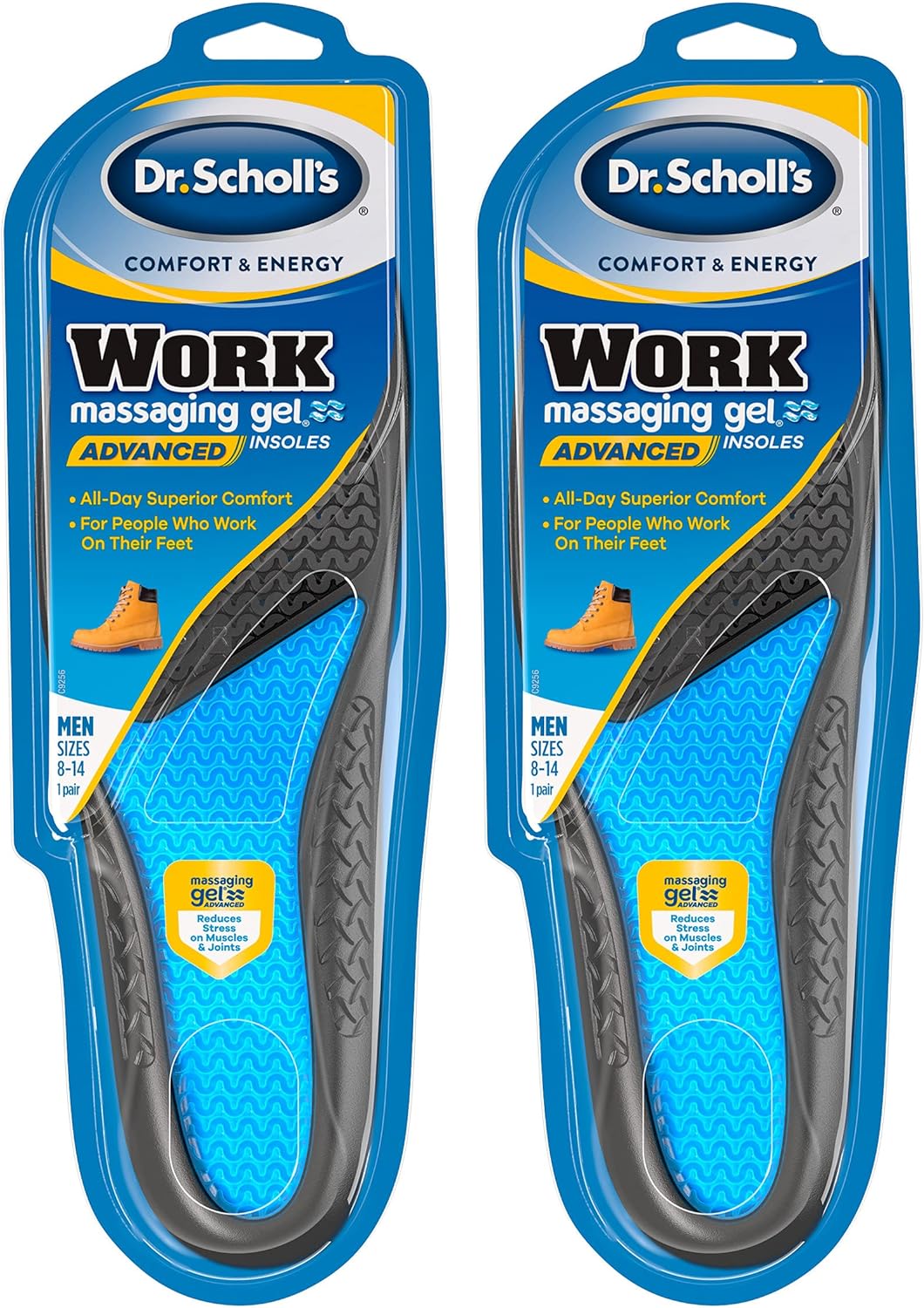 Dr. Scholls Work Insoles (Pack) // All-Day Shock Absorption and Reinforced Arch Support That Fits in Work Boots and More (for Mens 8-14, Also Available for Womens 6-10) 1 Pair (Pack of 2) 2 Count