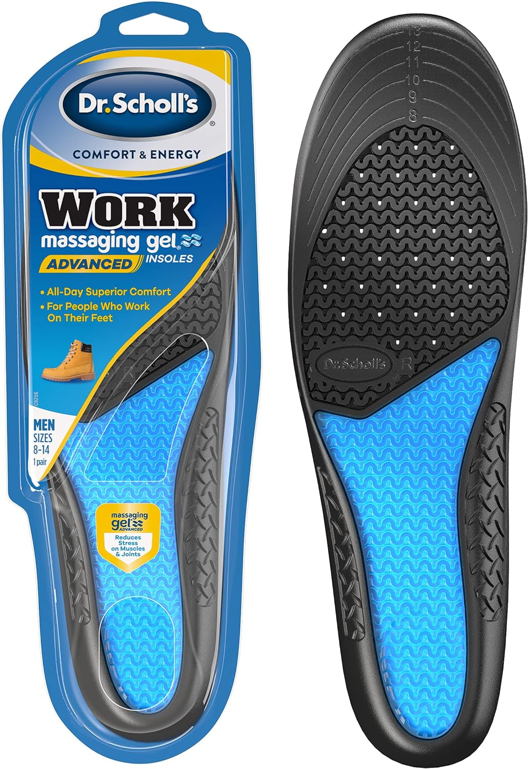 Dr. Scholls Work Insoles (Pack) // All-Day Shock Absorption and Reinforced Arch Support That Fits in Work Boots and More (for Mens 8-14, Also Available for Womens 6-10) 1 Pair (Pack of 2) 2 Count