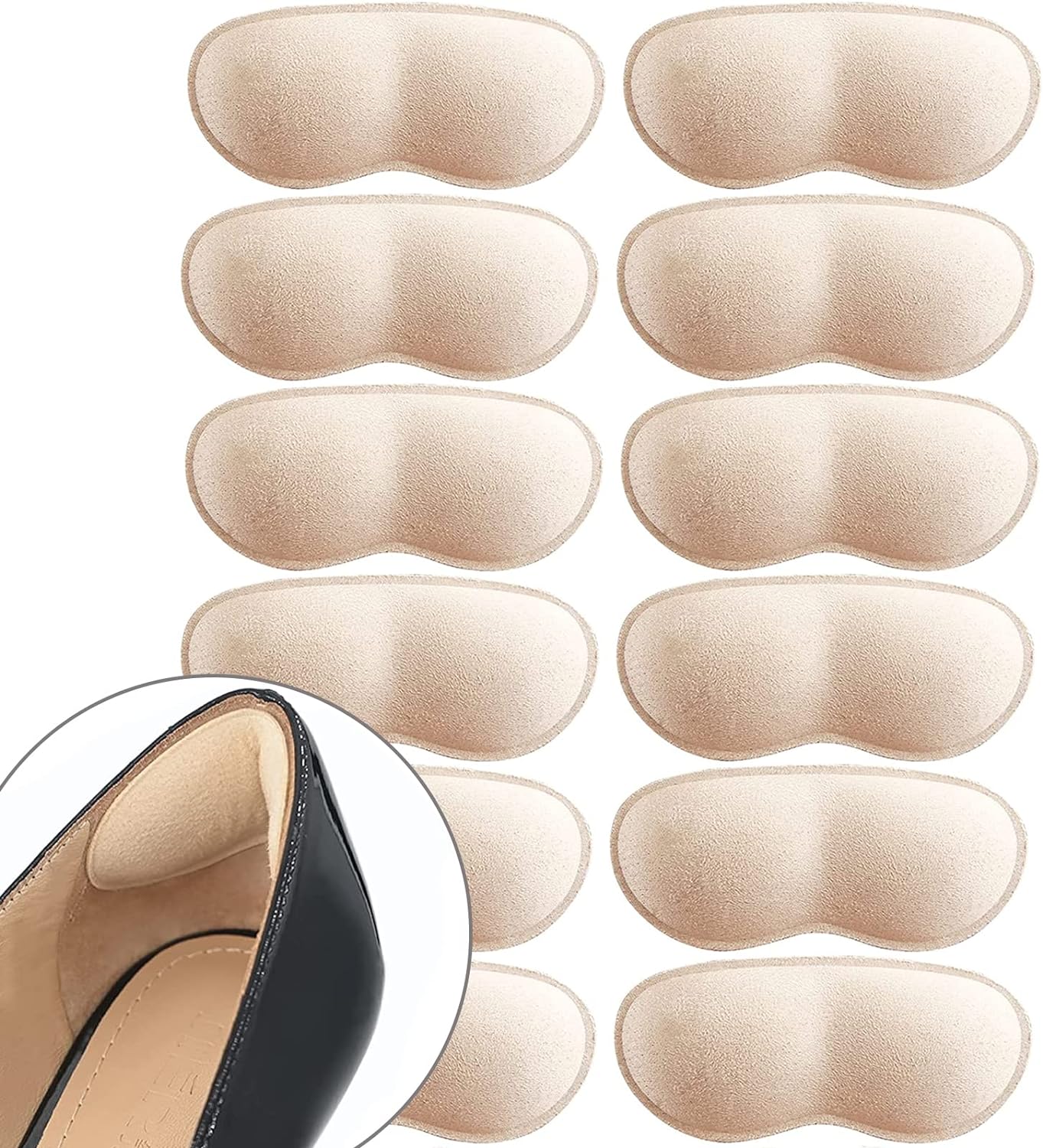 Heel Cushion Pads for Men and Women| Soft Shoe Inserts| Heel Cushion Inserts| Self-Adhesive| Foot Care Protectors| Grips Liners Loose Shoes| Heel Pain Relief| Bunion Callus| Blisters(Beige)