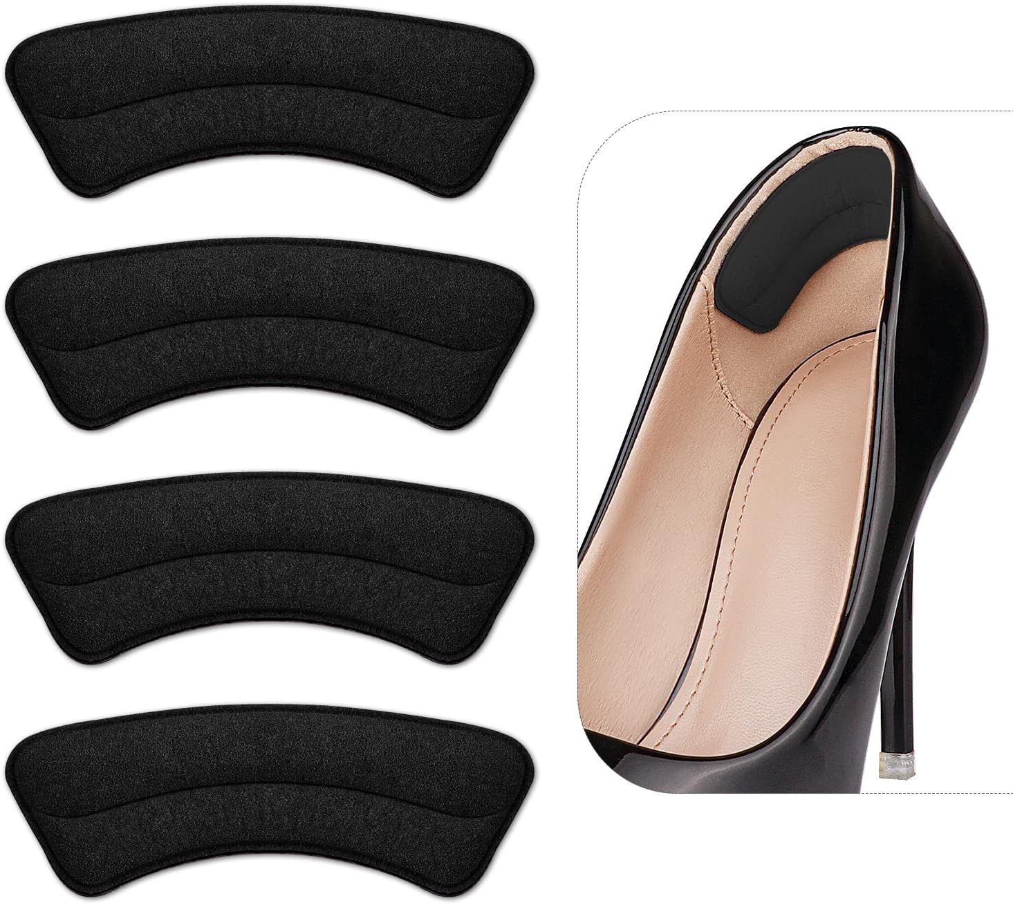 Heel Grips Liner Cushions Inserts for Loose Shoes, Heel Pads Snugs for Shoe Too Big Men Women, Filler Improved Shoe Fit and Comfort, Prevent Heel Slip and Blister (4 Pairs) (Pale Apricot)