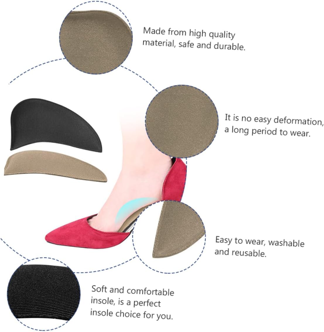PLAFOPE 6 Pair Foot pad Shoe Filler Foot Arch Support high Arch Insoles Orthotics Shoe Insole Medial Arch Support Adhesive Arch Pad Bow Shoes Arch of Foot Double-Sided Tape