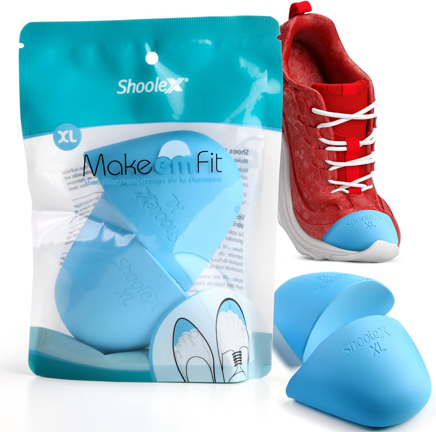 Shoolex Shoe Filler for Too Big Shoes Men/Women Toe Cushion Insert to Make Shoes Fit Tighter Memory Foam Shoe Size Reducer for Sport Dress Casual High Heels and Boots X Large