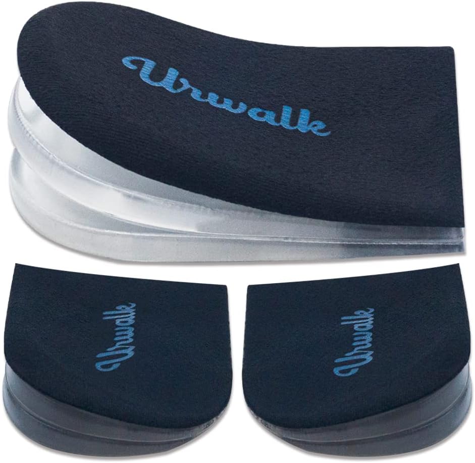 Urwalk 3 Layers Adjustable Supination Over-Pronation Corrective Shoe Inserts, Medial Lateral Heel Wedge Insoles for Foot Alignment, Knee Pain, Bow Legs, Osteoarthritis (Black - Large)