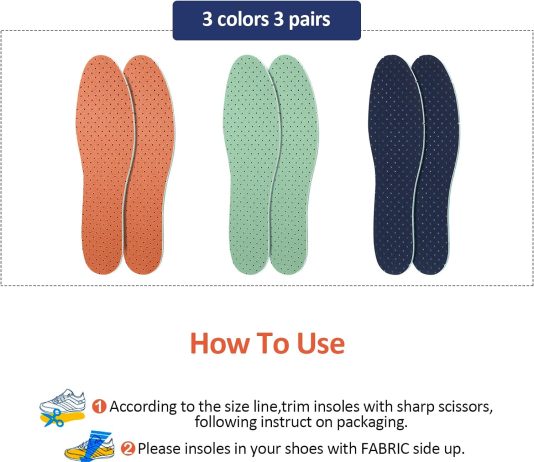 3 pairs breathable shoe insoles inserts ultra soft cushioning walking comfort insoles double layer latex foam perforated