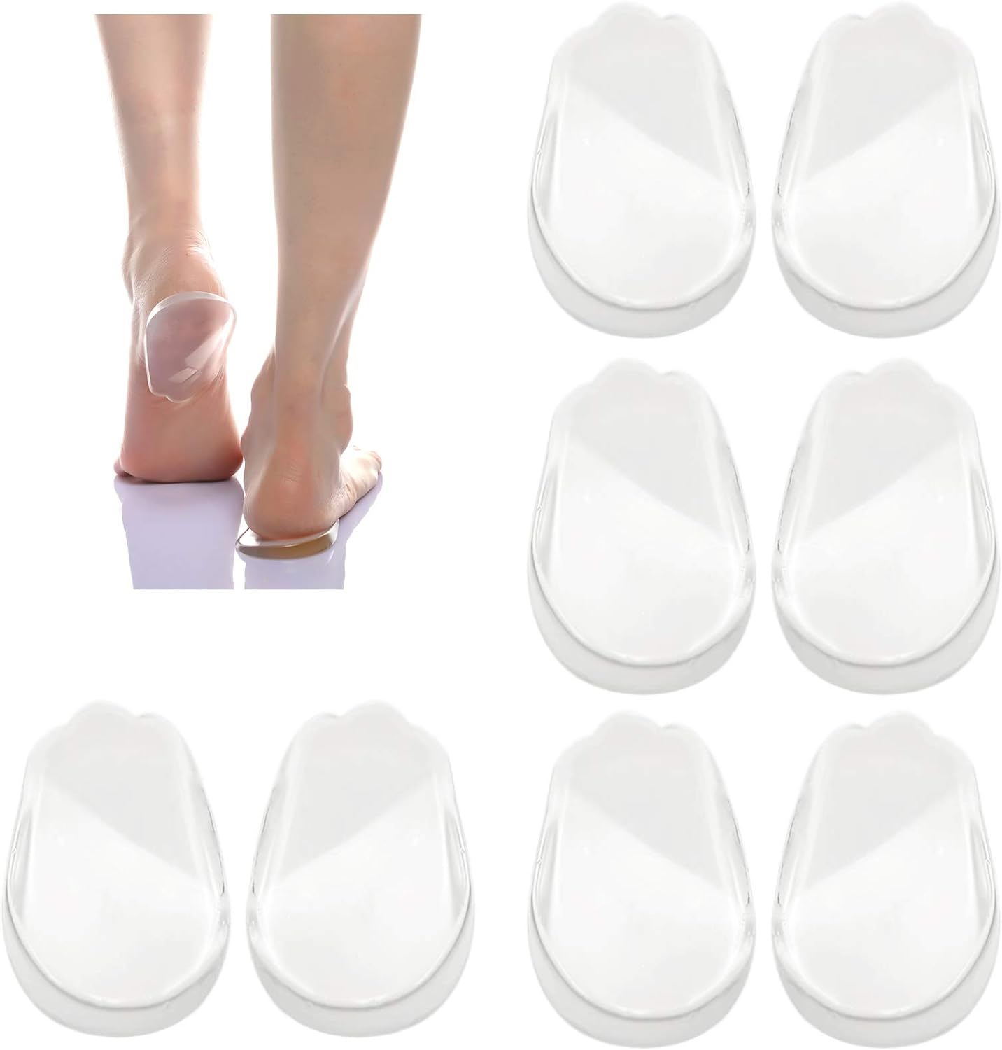 4 Pairs Orthopedic Insoles for Men and Women, Medial Lateral Heel Wedge Silicone Shoe Inserts, Height Increase Shoe Pad for Corrective Pronation, Supination, O/X Type Leg Corrective (Transparent)