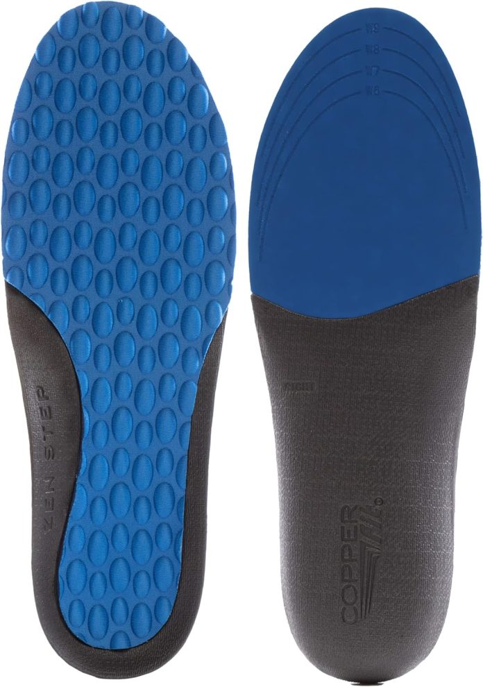 copper fit mens zen step comfort insole size 8 14 blue