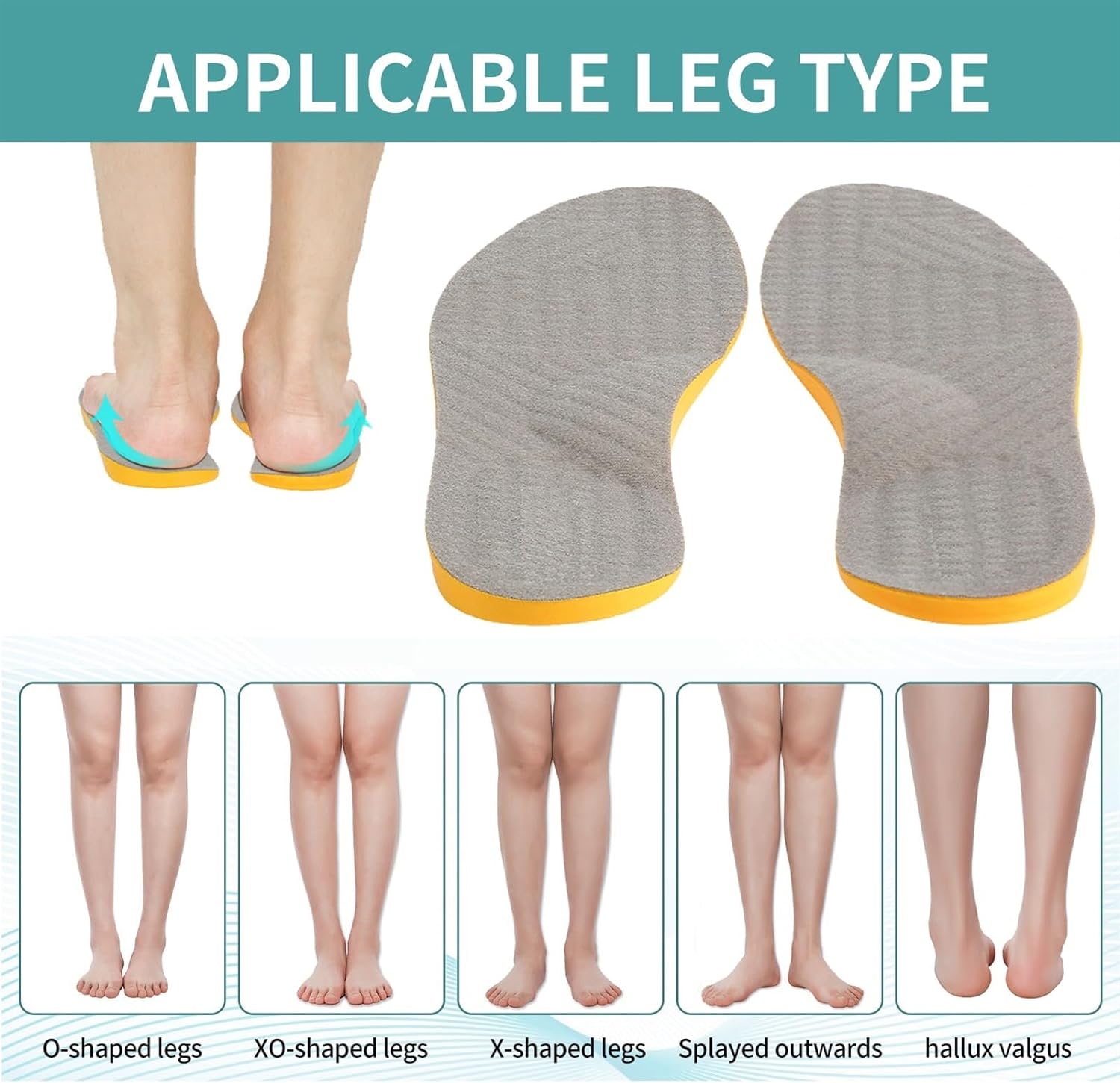 Corrective Over Supination Shoe Inserts,Women and Men High Arch Support, Heel Wedge Orthotic Inserts for Foot Alignment,Bow Legs,Flat Feet,O/X Leg,Knock-Knees (Size : 43-44)