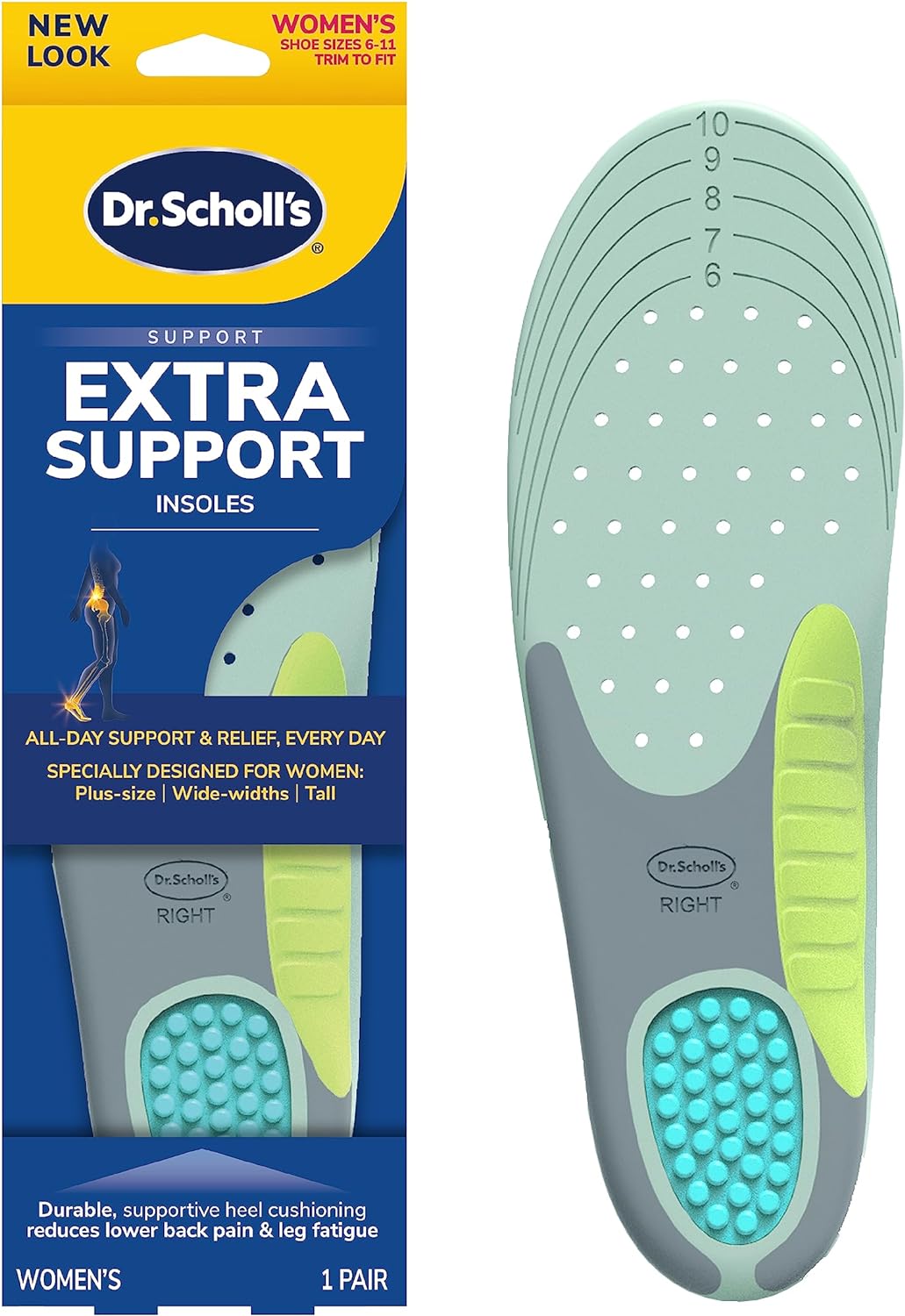 Dr. Scholls Extra Support Insoles for Women, Size 6-11, 1 Pair, Trim to Fit Inserts