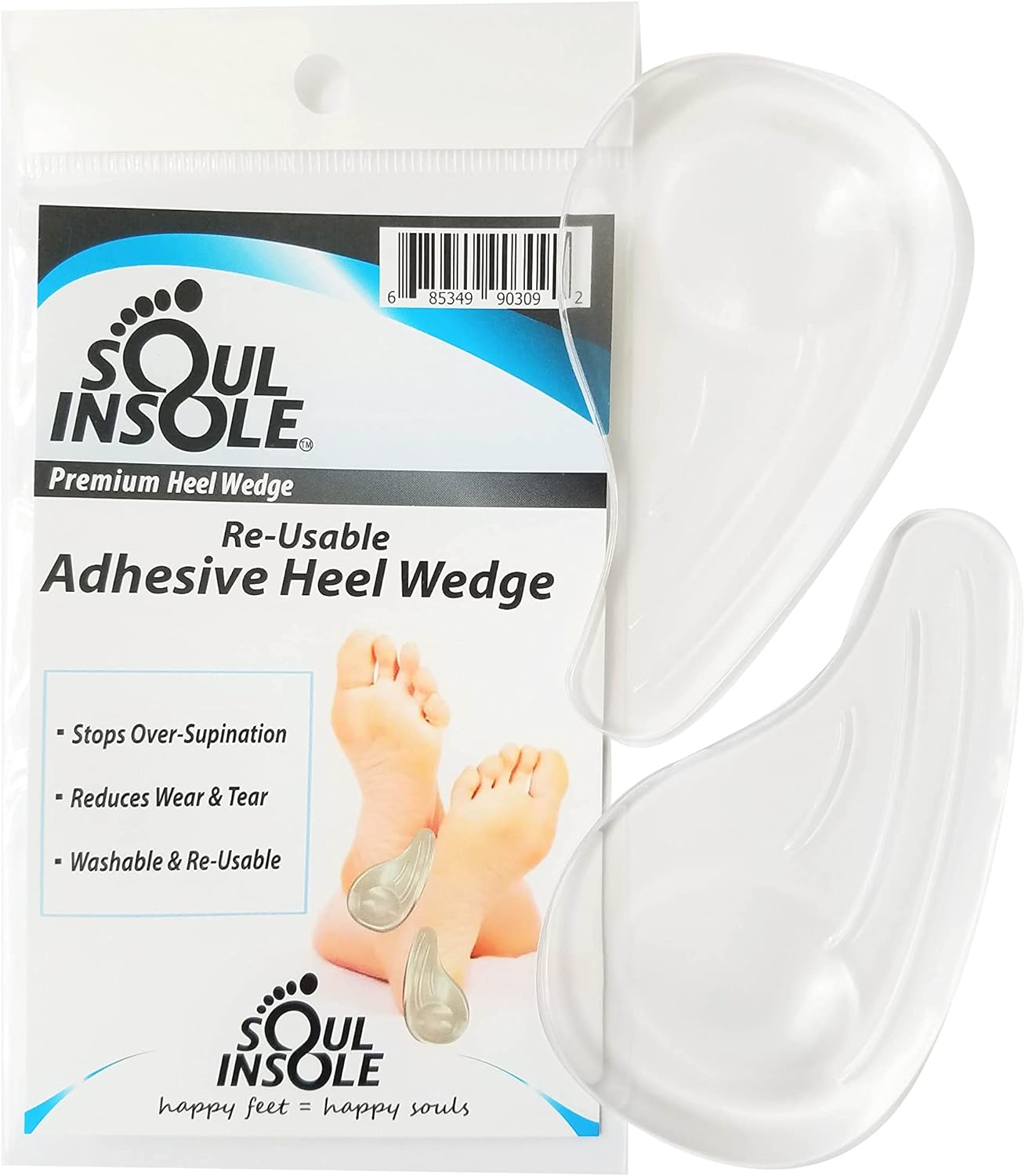 Heel Wedge for Over-Supination/Over-Pronation Re-Usable Adhesive Soul Insole