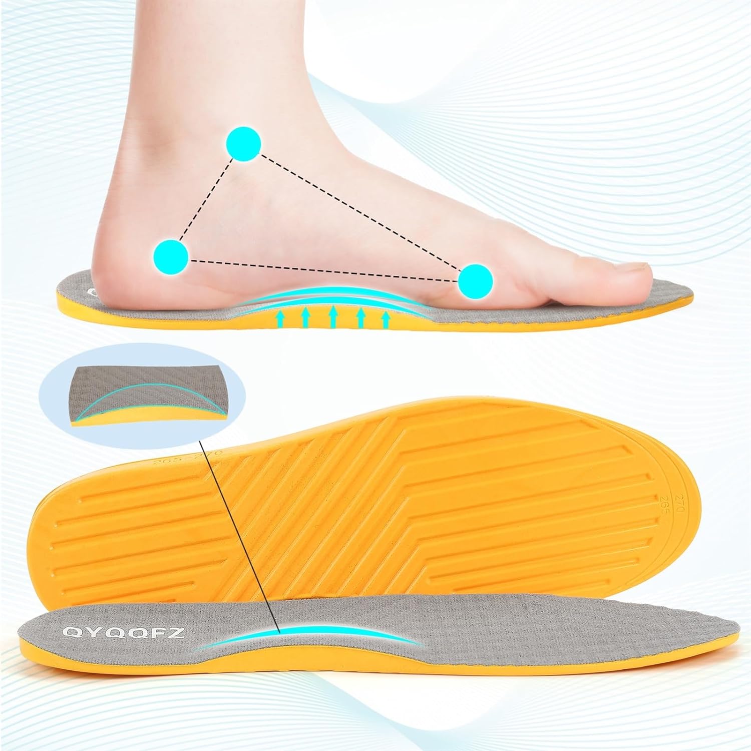 JXKWSY Orthopedic Insoles Supination Corrective Shoe Inserts for Corrective Supination, O/X Type Leg Corrective Arch Support Inserts(Size : 10.8in)