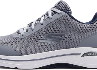 skechers mens gowalk arch fit athletic workout walking shoe with air cooled foam sneaker greynavy 12