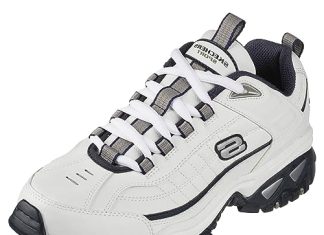 Skechers Sport Men's Energy Afterburn Lace-Up Sneaker,White/Navy,8.5 XW US