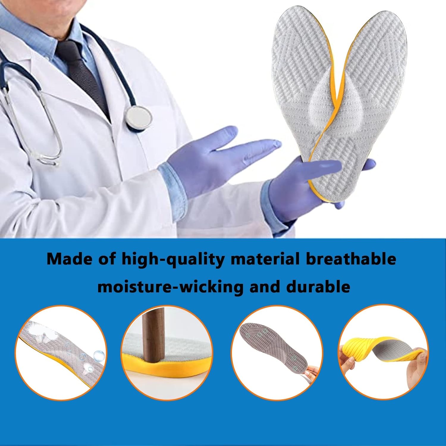 Supination Insoles for Over Supination Foot Alignment - Orthotic Inserts for Men and Women - Corrective Foot Supports for Supination Relief (Size : MEN8-8.5/WOMEN10-10.5)
