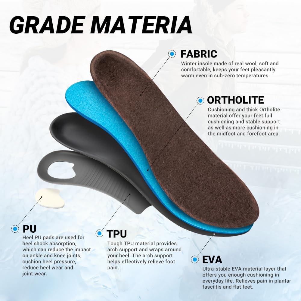 VALSOLE Heavy Duty Support Pain Relief Orthotics - 220+ lbs Plantar Fasciitis High Arch Insoles for Men Women, Flat Feet Orthotic Insert, Work Boot Shoe Insole, Absorb Shock with Every Step