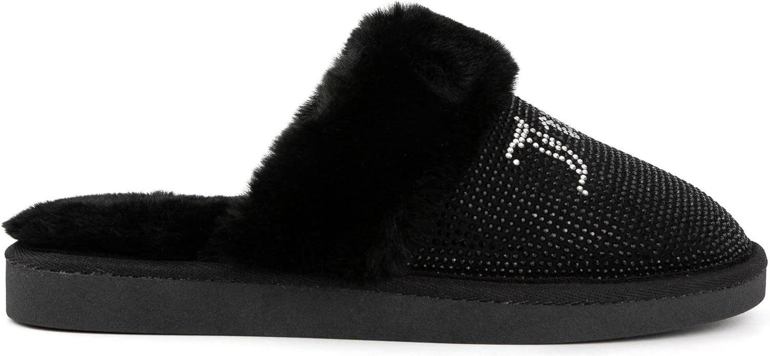 Juicy Couture Womens Slide Sandals With Faux Fur Slipper Sandals, Furry Slides, Womens Slip On Slippers