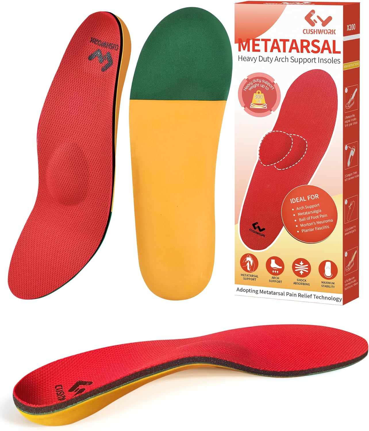 Metatarsalgia Insoles for Ball of Foot Pain,Mortons Neuroma,Heavy Duty Arch Supports Insoles,Orthotic Insoles,Men Women Shoe Insert for Metatarsal,Foot Pain Relief-C