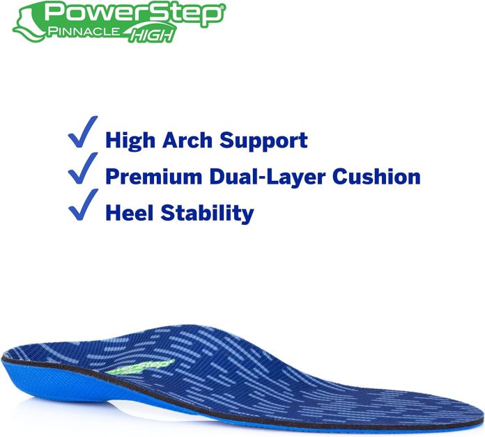 powerstep insoles pinnacle high arch pain relief insole supination high arch support orthotic for women and men