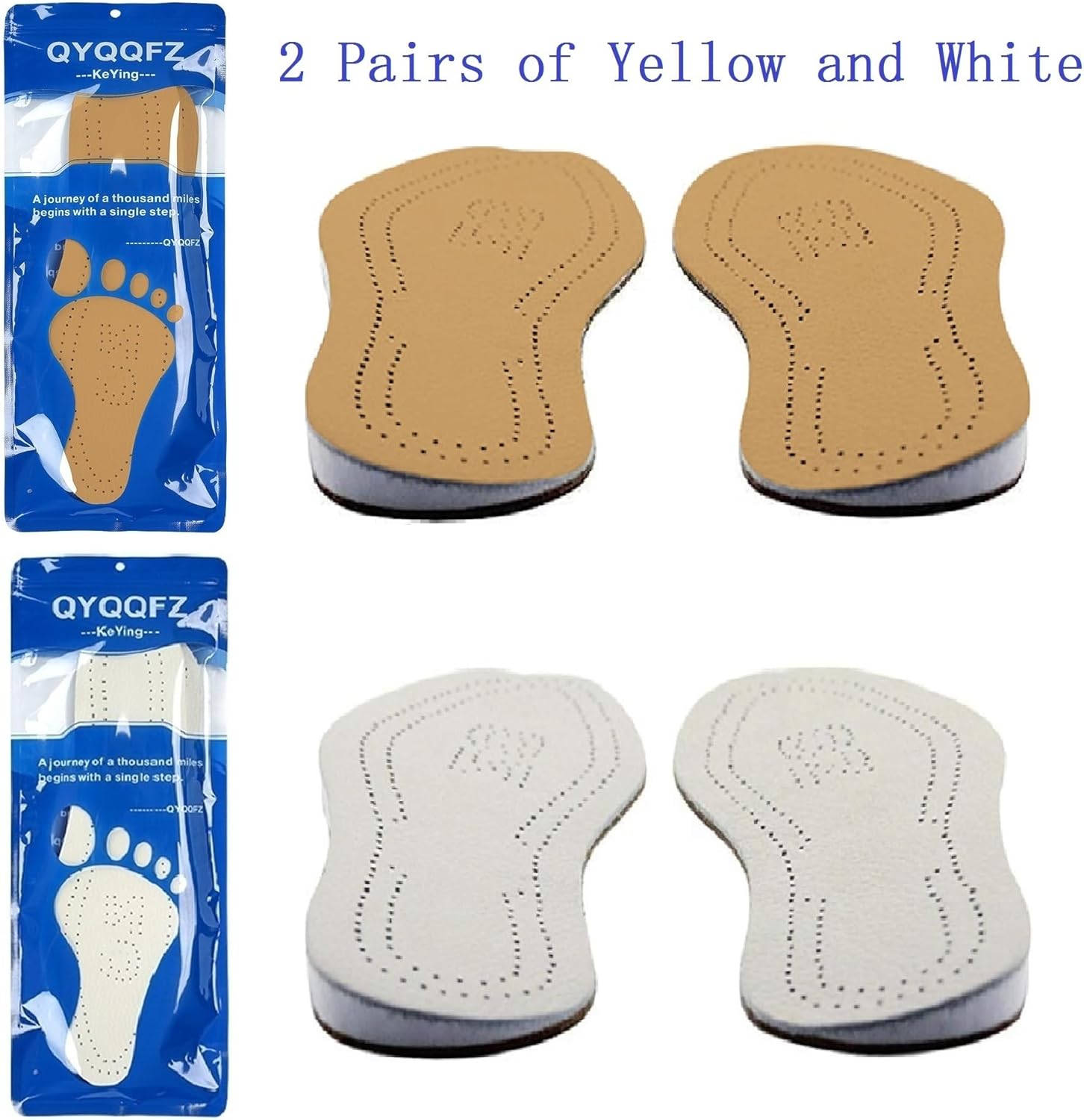 2 Pairs Leather O/X Leg Orthopedic Insoles Heel Inserts Lift Shoe Wedge Knee Pads Women and Men Corrective Pronation, Supination, Medial, Lateral (43-44)