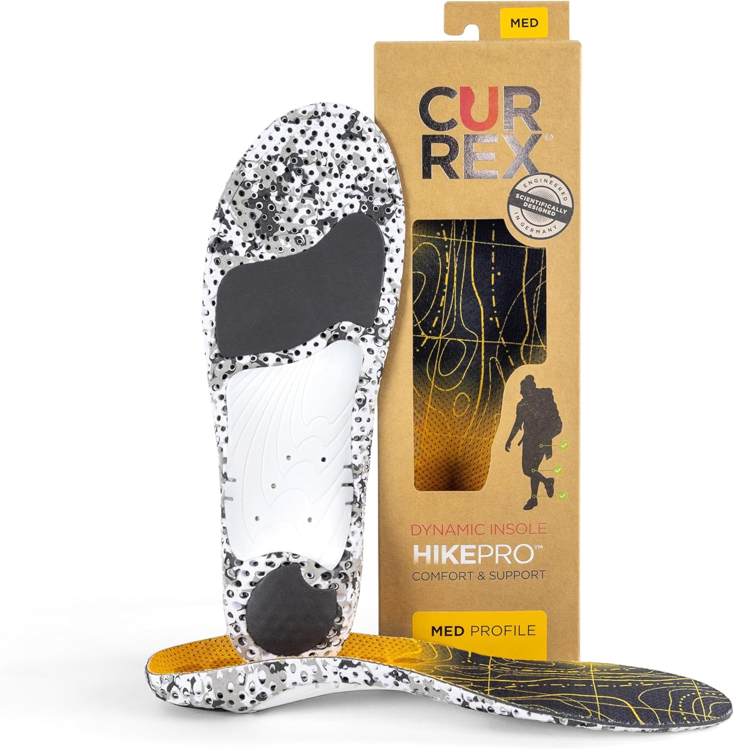 CURREX HikePro Insoles for Hiking Boots  Shoes – Shock Absorbing Inserts to Help Reduce Fatigue and Increase Performance – Anti-Slip Heel Surface for Stability – for Men  Women – Low Arch, 2X