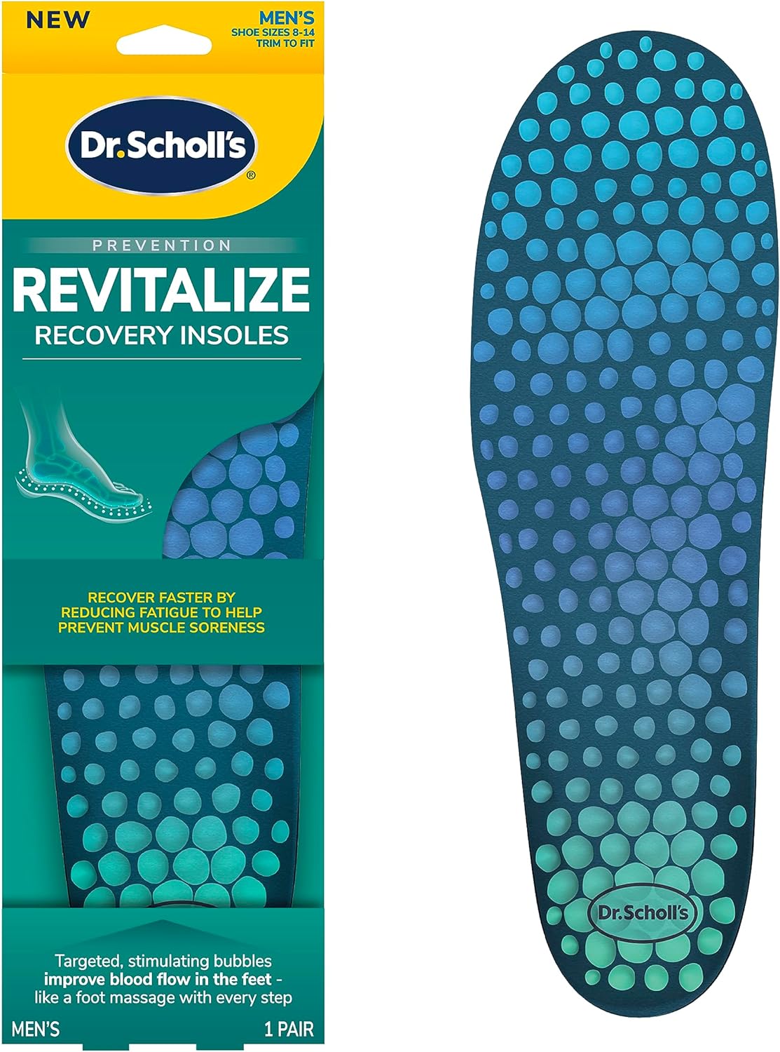 Dr. Scholls ® Revitalize Recovery Insole Orthotics, Improve Recovery Fast, Reduce Fatigue, Stress, Soreness, Trim to Fit Inserts for Any Shoes, Athletic, Running, Slippers, Casual, Women 6-10, 1 Pair