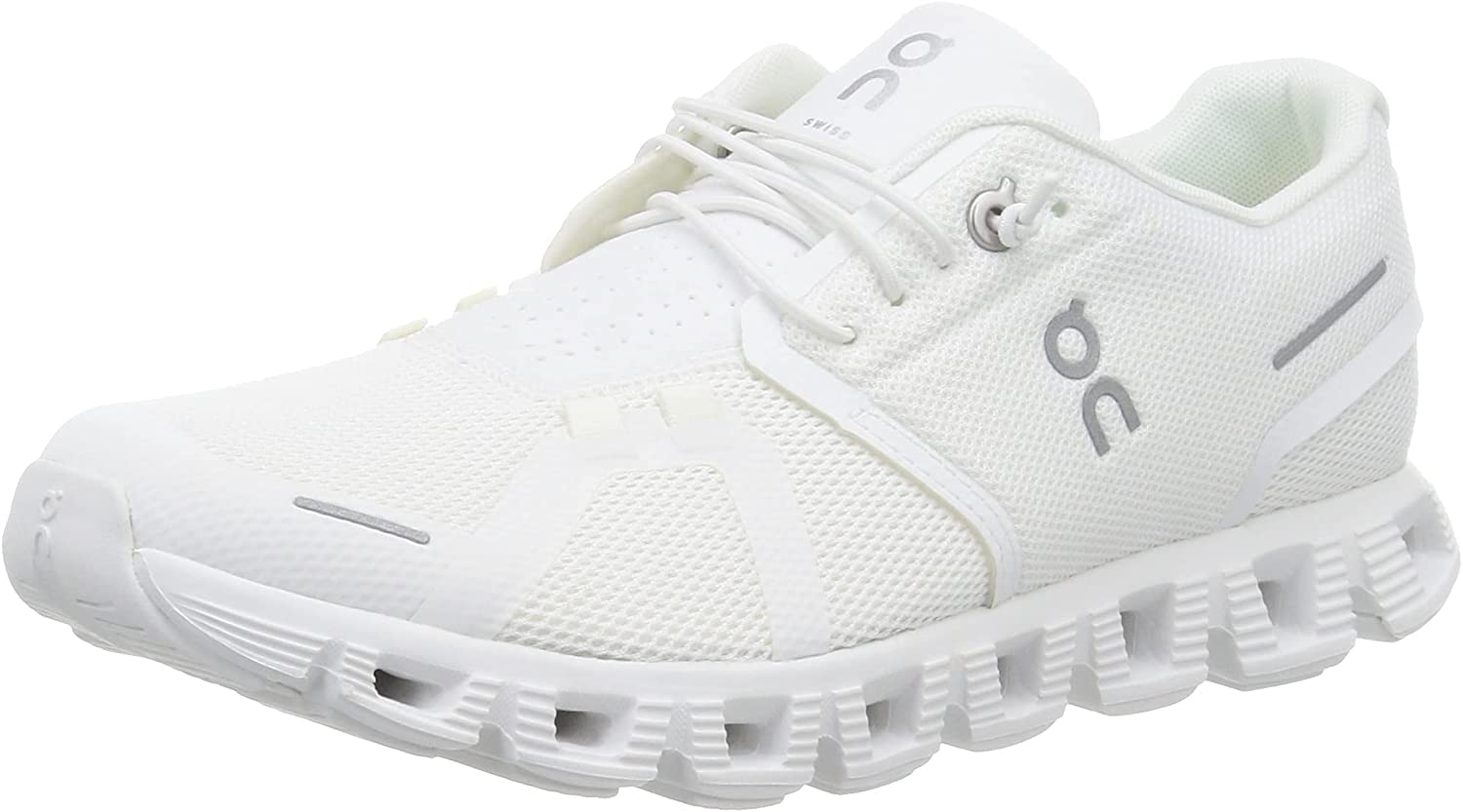 On Mens Cloud 5 Sneakers, All White, 10