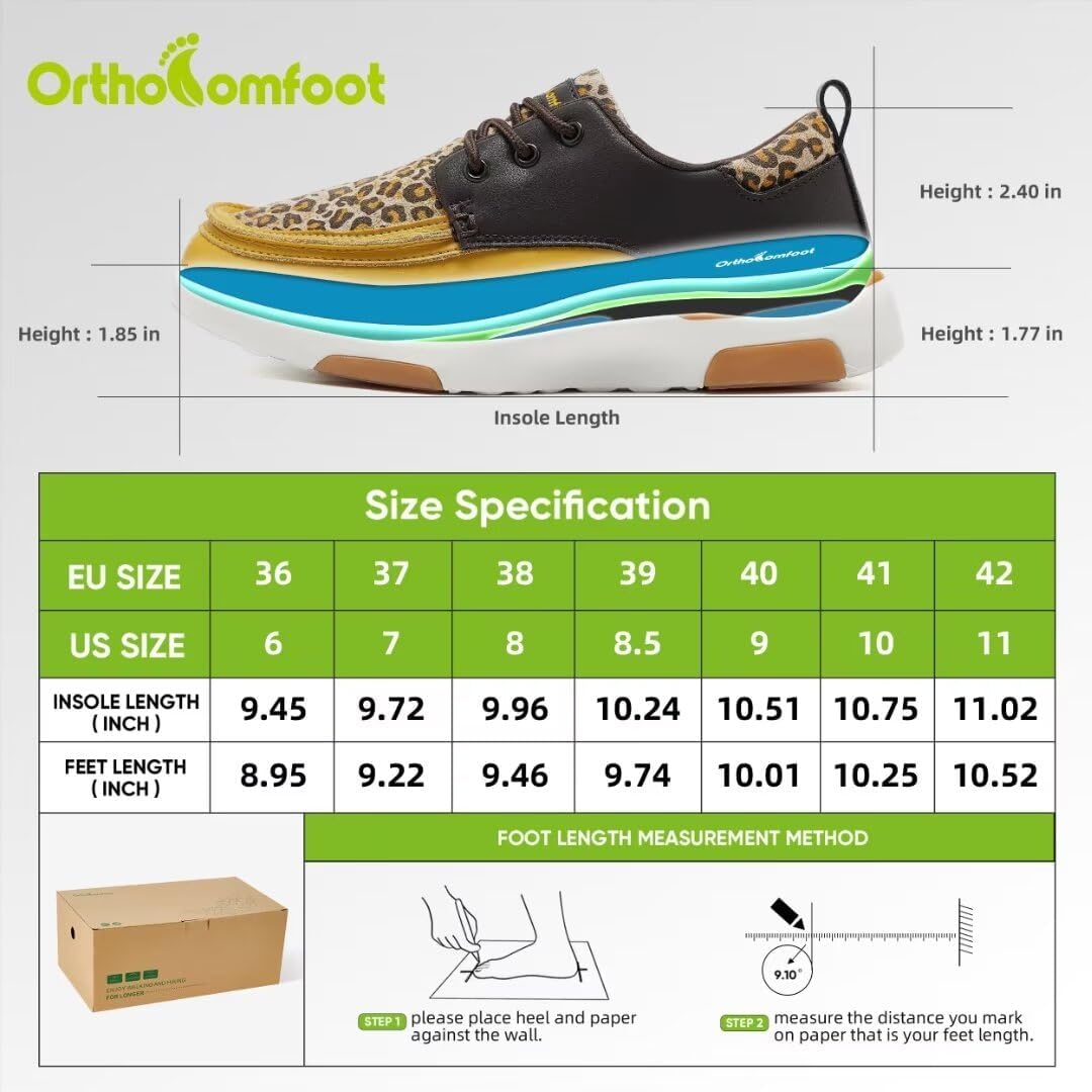 OrthoComfoot Womens Orthopedic Casual Shoes, Arch Support Lace up Driving Sneakers for Outdoor Indoor, Slip Resistant Walking Sneakers for Foot and Heel Pain Relief