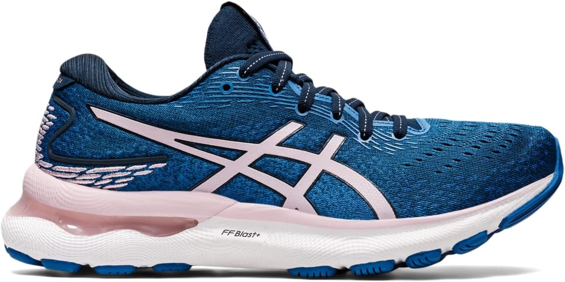 ASICS Womens Gel-Nimbus 24 Running Shoes, 11, French Blue/Barely Rose