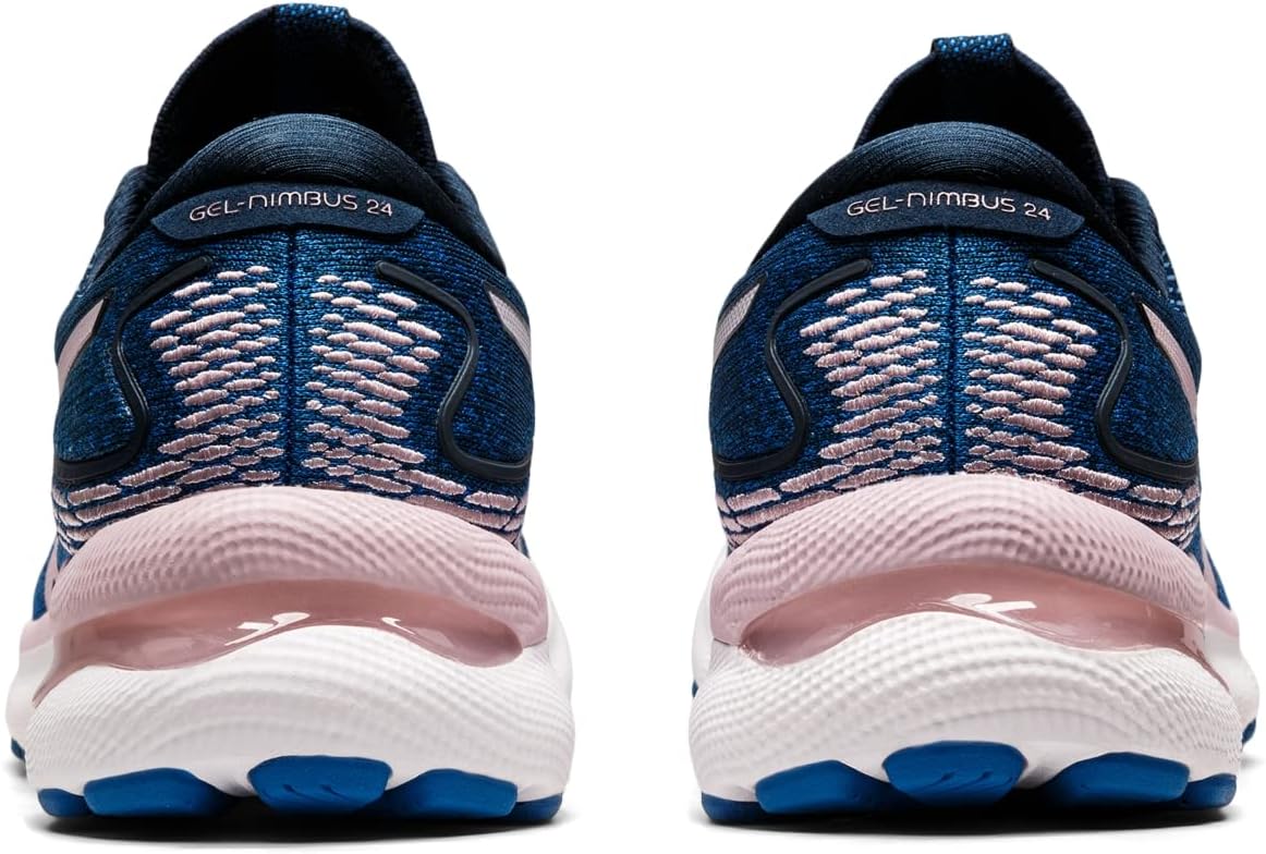 ASICS Womens Gel-Nimbus 24 Running Shoes, 11, French Blue/Barely Rose