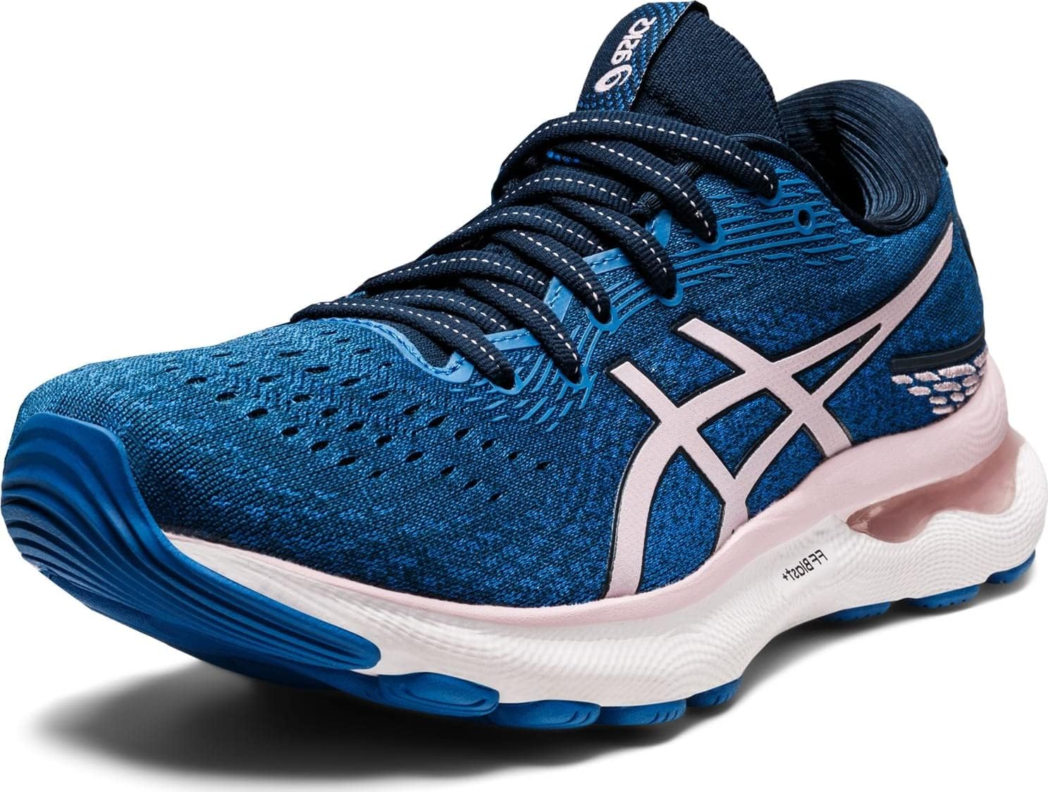 ASICS Womens Gel-Nimbus 24 Running Shoes, 11, French Blue/Barely Rose