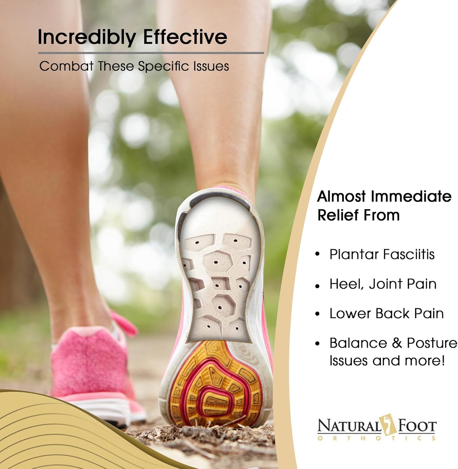 Natural Foot Orthotics. Podiatrist Designed for Medium Height Arches. Recommended for Plantar Fasciitis, Heel Spurs, Bunions, Neuromas,  Hammertoes. Intermediate Stabilizer Arch Supports Insoles