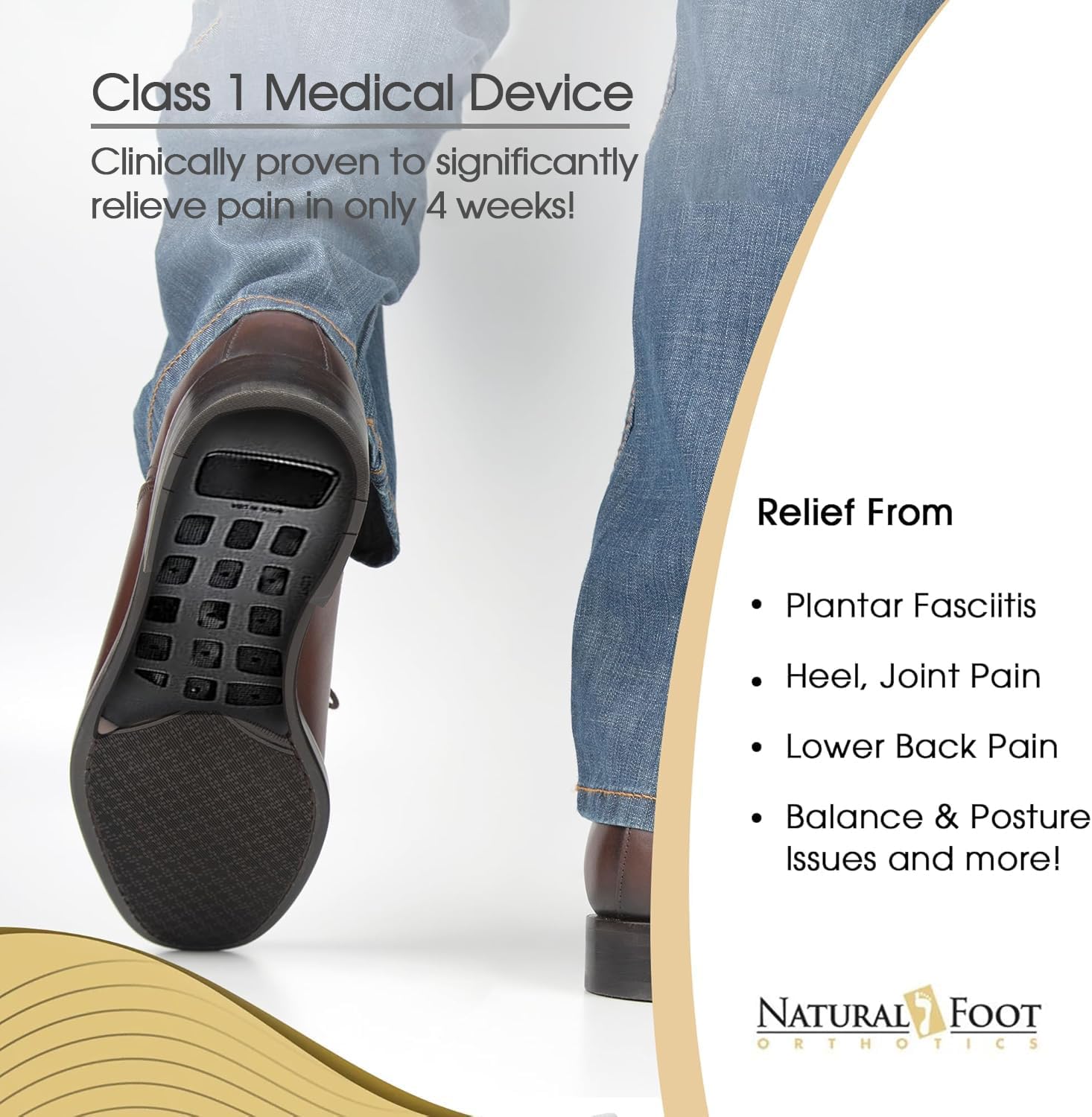 Natural Foot Orthotics. Podiatrist Designed for Medium Height Arches. Recommended for Plantar Fasciitis, Heel Spurs, Bunions, Neuromas,  Hammertoes. Intermediate Stabilizer Arch Supports Insoles