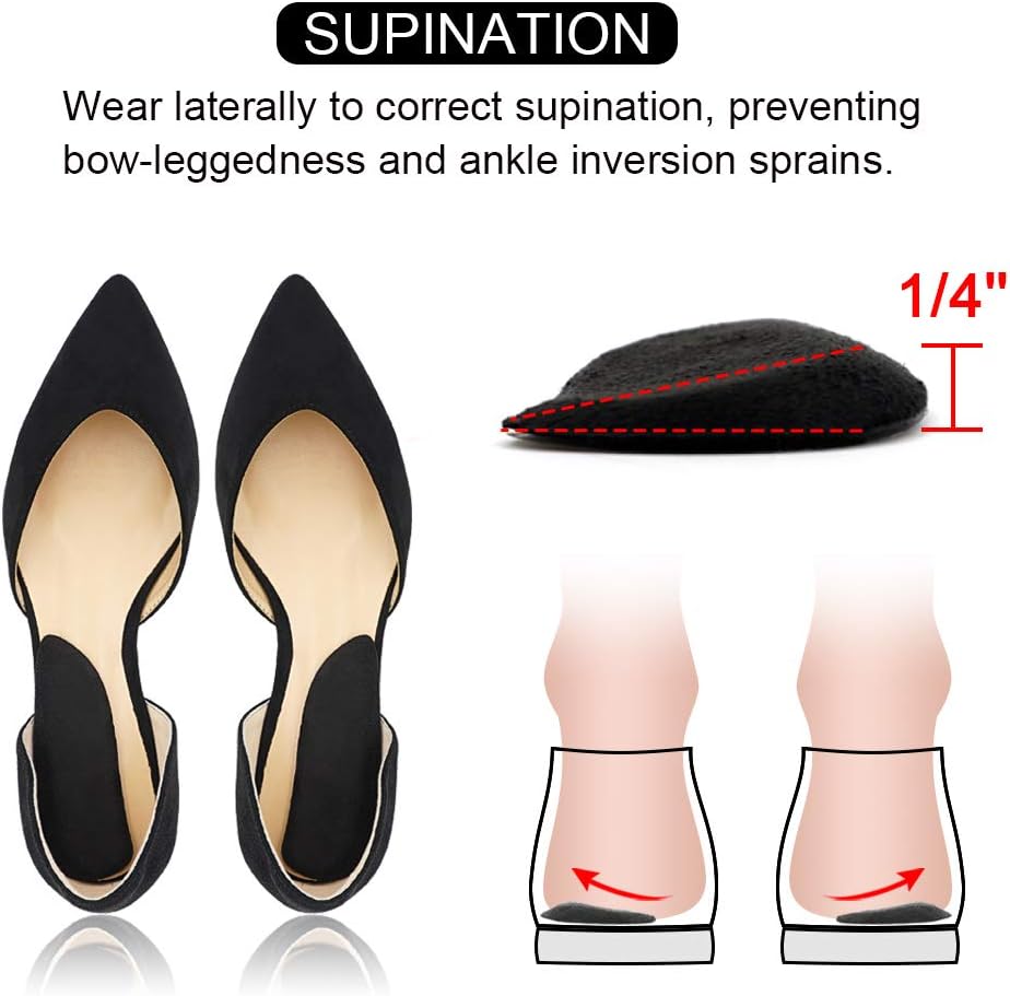 SQHT Orthotics Medial  Lateral Heel Wedge Silicone Insoles for Supination and Pronation, Corrective Adhesive Gel Shoe Inserts for Bow Legs, Foot Alignment, Knock Knee Pain (Transparent+Brown+Black)