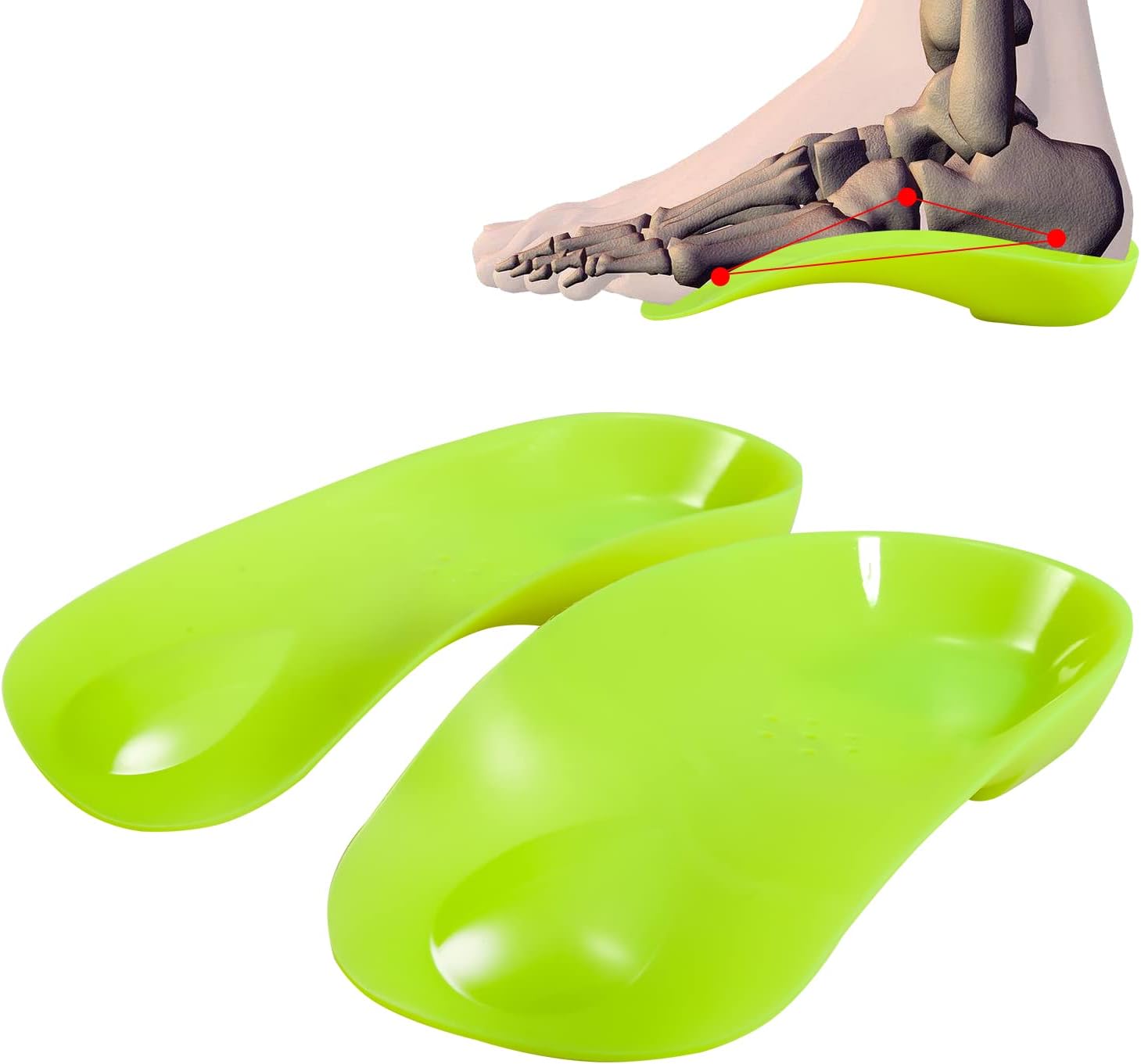 3/4 Original High Arch Inserts Firm Orthotics for Plantar Fasciitis Flat Feet Over-Pronation, Comfort Metatarsal Pad Support Insoles Relief Heel Spur Pain