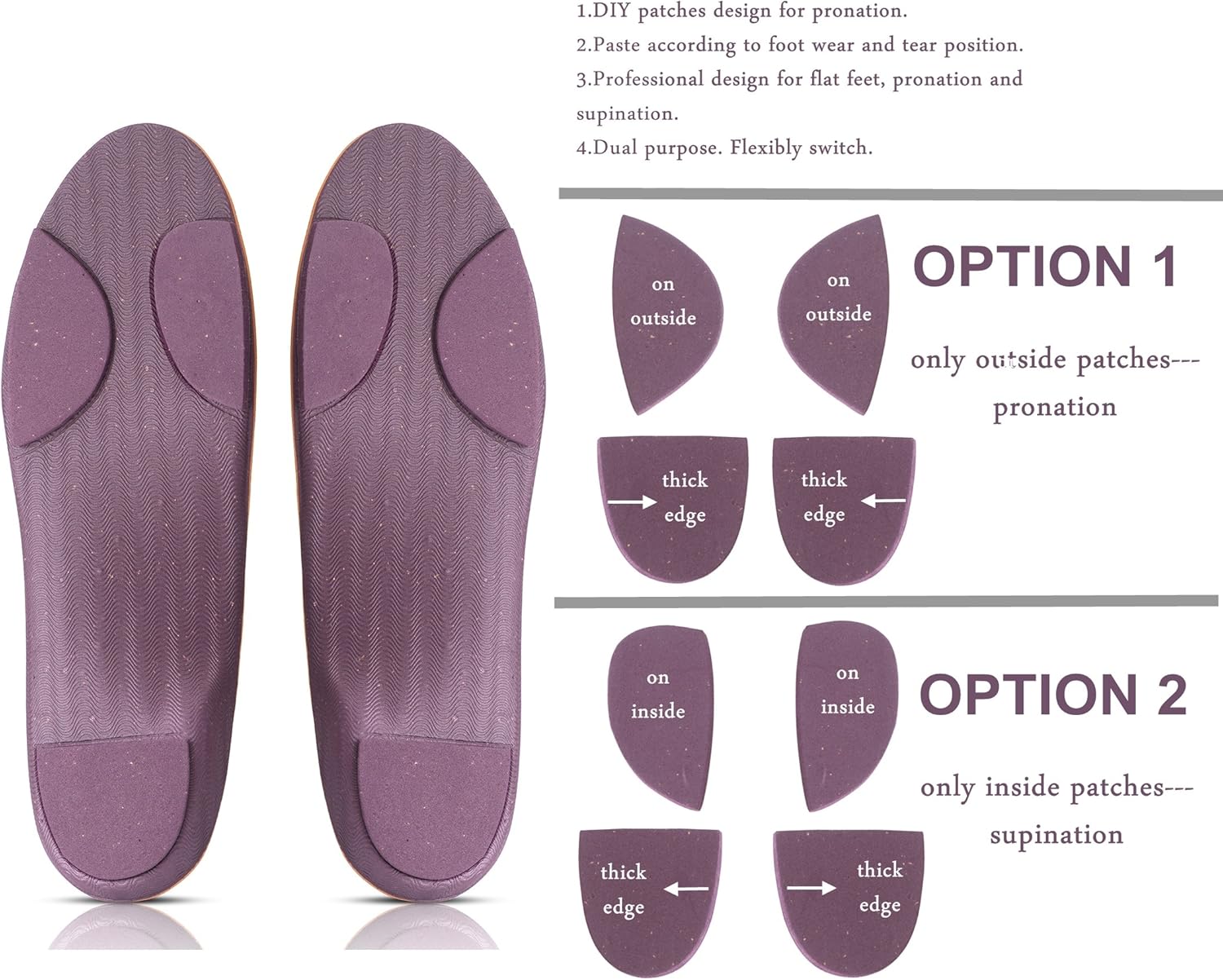 Orthotics Arch Support Shoes Insoles/Inserts for Pronation,Supination,Flat Feet,Plantar Fasciitis,Heel Pain,Foot Pain,Bunion for Men and Women (US Men(13-13.5)-12.20-310MM)