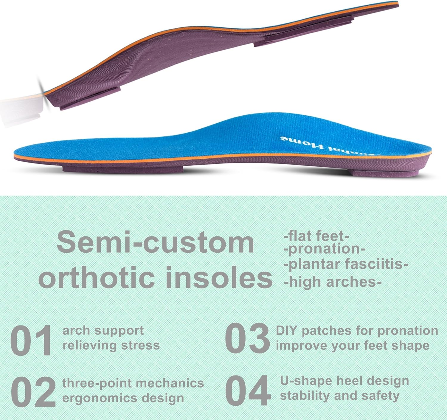 Orthotics Arch Support Shoes Insoles/Inserts for Pronation,Supination,Flat Feet,Plantar Fasciitis,Heel Pain,Foot Pain,Bunion for Men and Women (US Men(13-13.5)-12.20-310MM)