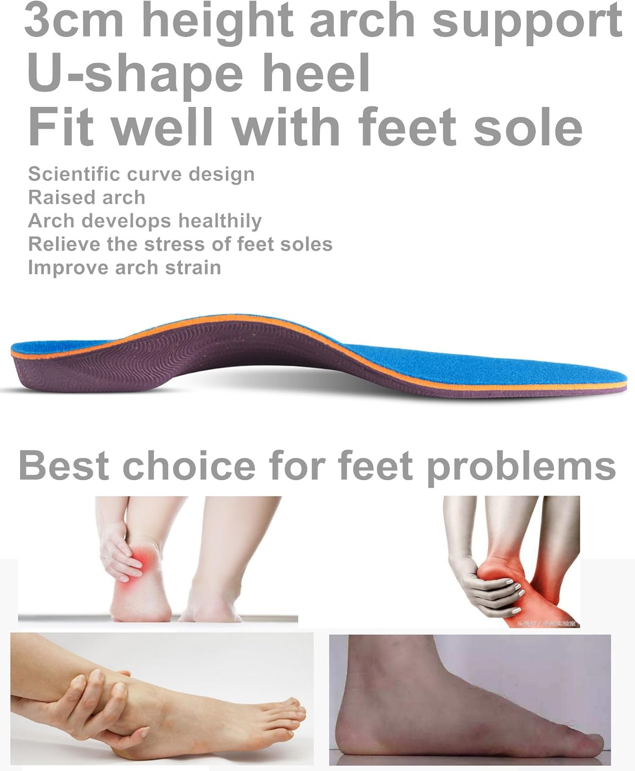 Orthotics Arch Support Shoes Insoles/Inserts for Pronation,Supination,Flat Feet,Plantar Fasciitis,Heel Pain,Foot Pain,Bunion for Men and Women (US Men(13-13.5)-12.20-310MM)
