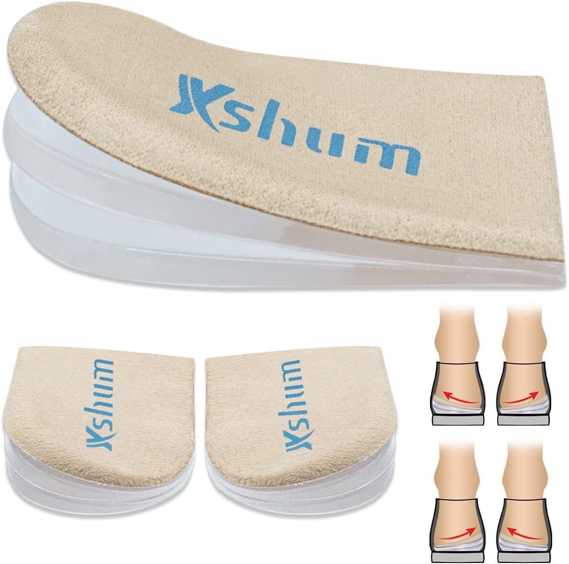 Adjustable Supination Insoles  Overpronation Insoles, Medial  Lateral Heel Cups for Foot Alignment, Knee Pain, Bow Legs, Osteoarthritis (Small, Beige)