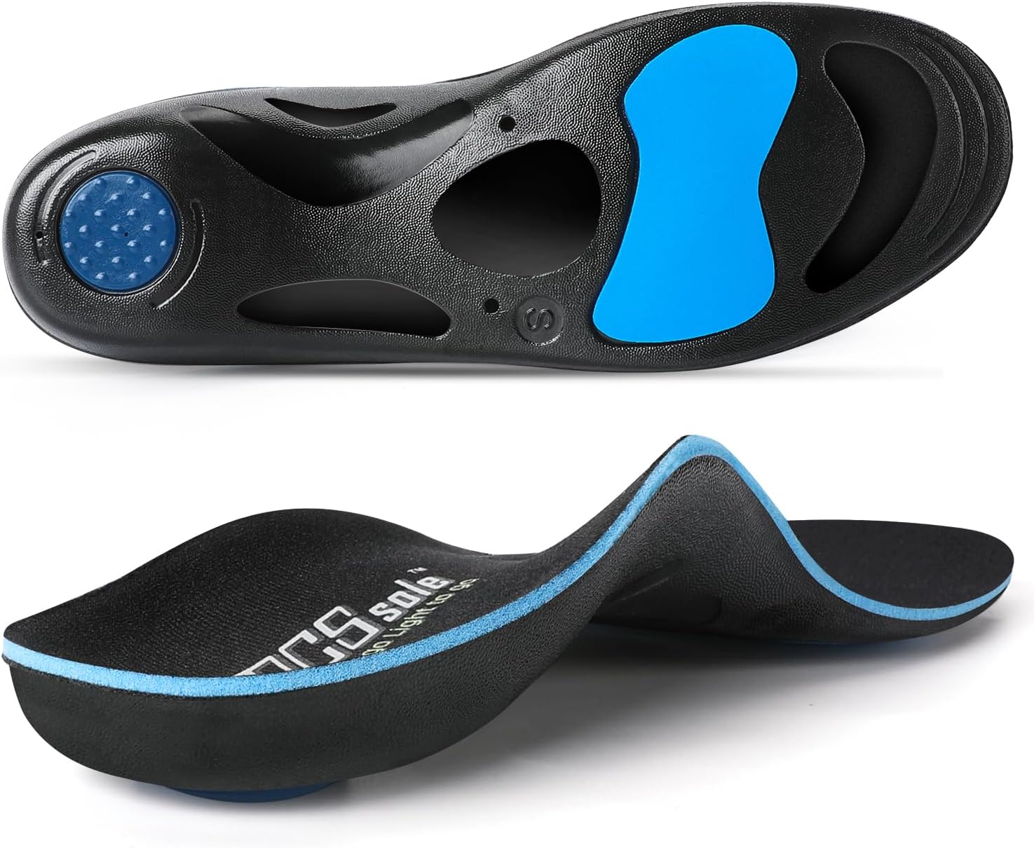 PCSsole Orthotic Insoles with High  Medium Arch Support - Comfort Gel Work Boot Insert for Flat Feet, Plantar Fasciitis, Running, Walking, Over Pronation for Men and Women