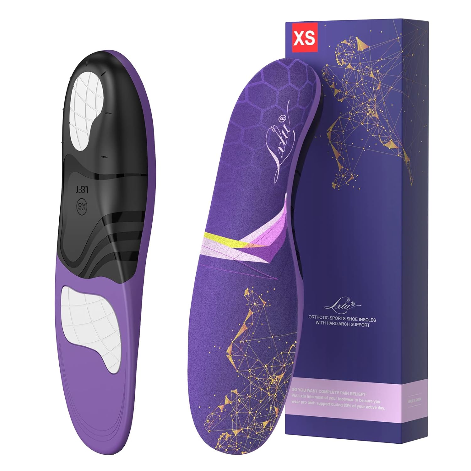 Plantar Fasciitis Pain Relief Insole Arch Support Orthotics Over-Pronation Corrective Inserts Absorb Shock Work Boot Comfortable Shoe Insole for Men and Women for Everyday Use, XS