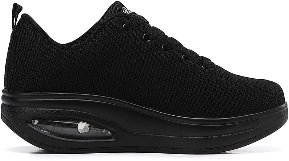RUIDENG Walking Shoes for Women Air Cushion Nurse Slip Resistant Work Running Sneakers Platform Sneakers Comfortable Rocker Thick-Soled Weight Light