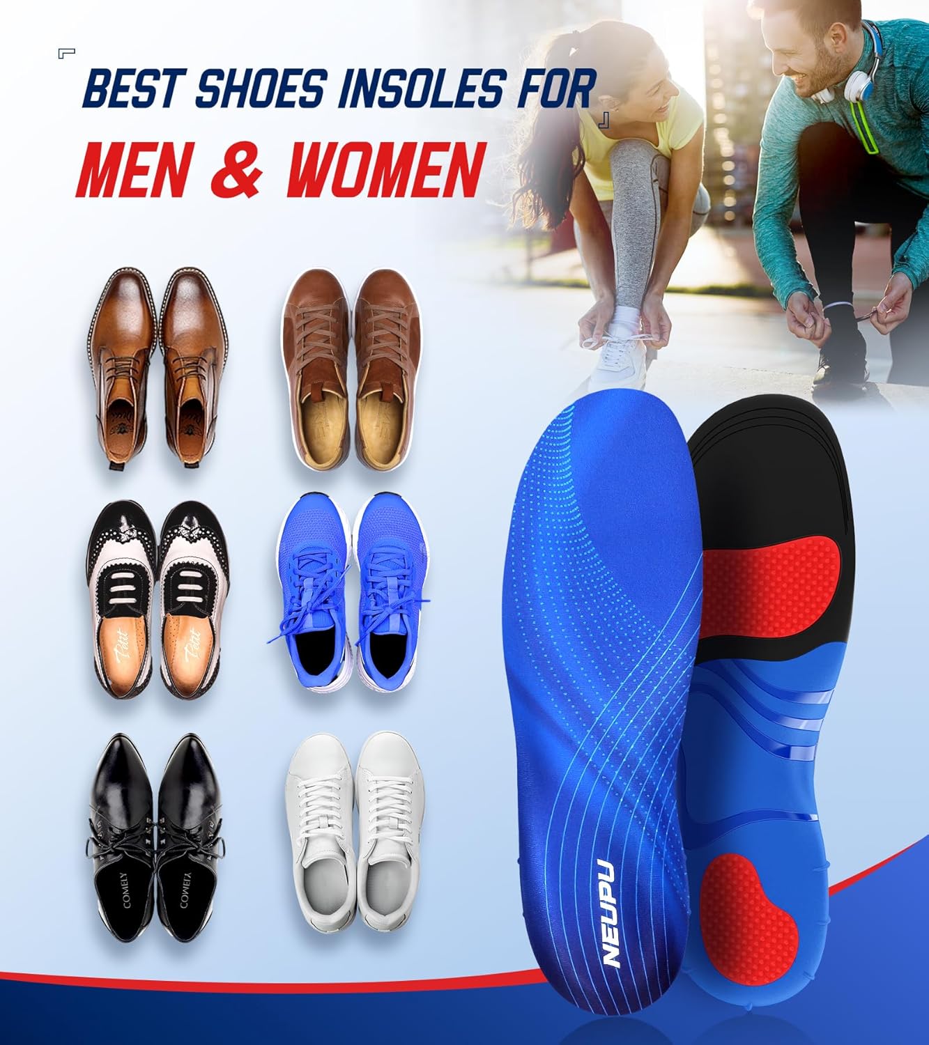 240+lbs Heavy Duty High Arch Support Orthotic Insoles for Plantar Fasciitis Pain Relief - For Men, Women, Work Boots, Shoes