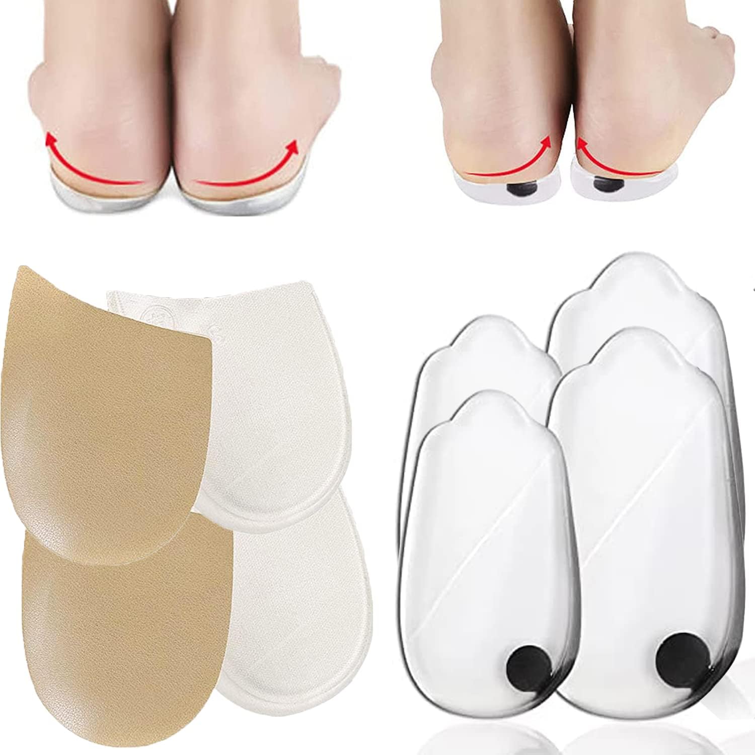 4 Pairs Medial Lateral Heel Corrective Insoles, Supination  Over-Pronation Leg Shoe Self-Adhesive Insert for O/X Type Legs Foot Alignment, Knee Pain, Bow Legs, Osteoarthritis
