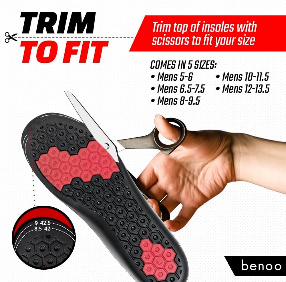 Height Increase Insoles for Men (+1 inch) Shoe Lifts, Instant Height Boosters Insoles, Trim to Fit, Comfortable Shoe Leveler, Confidence Boosters, Shoe Inserts for Height (Mens 12-14)